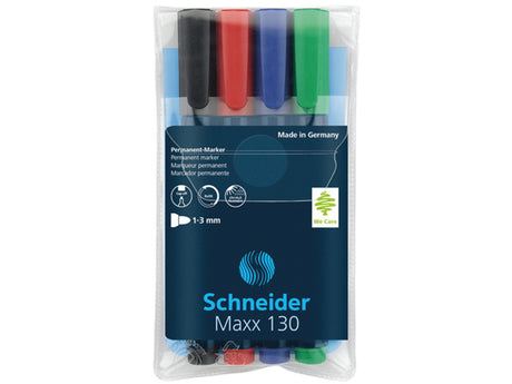 Marker permanentny Schneider maxx 130, okrągły, 1-3 mm, opakowanie 4 sztuki