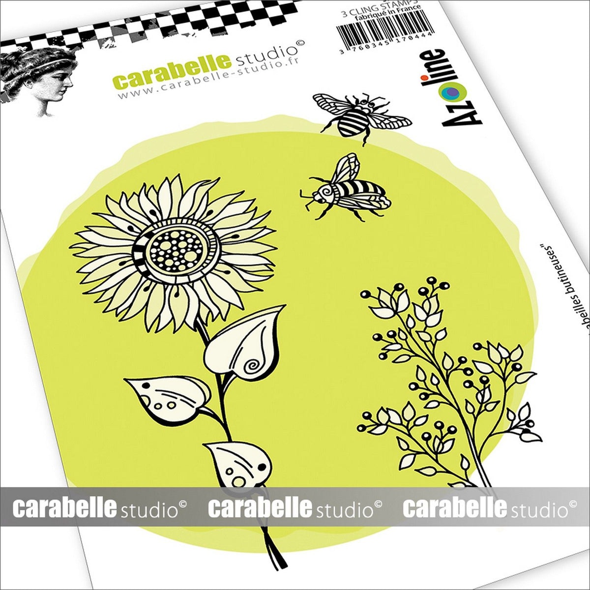 Carabelle studio • stemple samoprzylepne soleil et abeilles butineuses a6