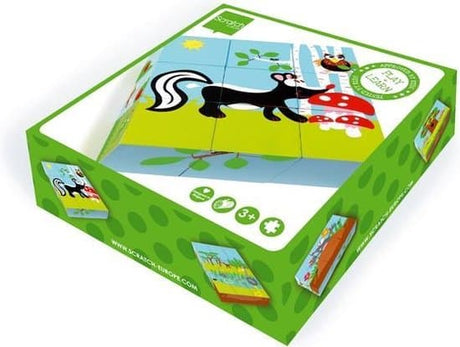 Warcaby drapią drewniane klocki puzzle leśne z 9 blokami