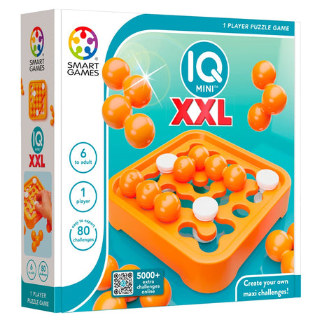 Smartgames IQ Mini XXL - duża gra logiczna - niekończące się wyzwania z przesuwanymi blokerami - edukacyjna gra solo - od 6 lat