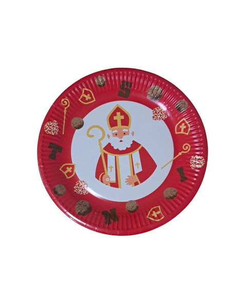 Talerze Sinterklaas kartonowe czerwone ø23cm