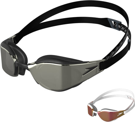 Speedo Fastskin Hyper Elite Mirror - okulary do pływania | czarny oksydowany szary chrom