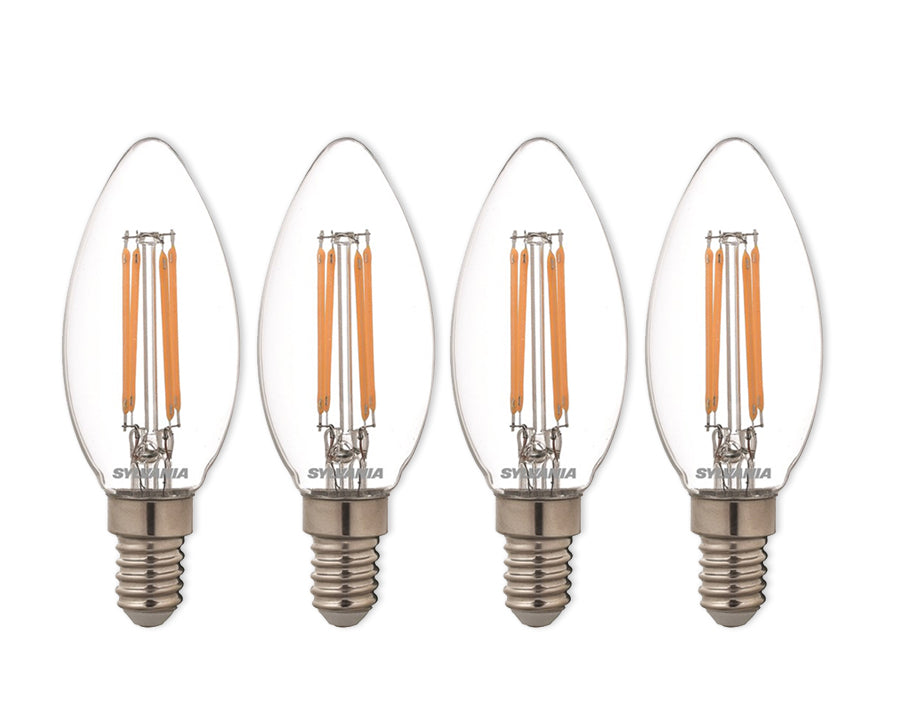Lampa LED Sylvania - E14 - 470 LM - Świeca - Clear - 4 sztuki
