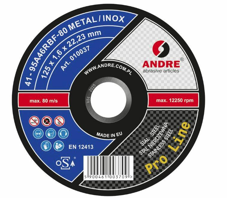 Andre metalen schild 125 x 1,6mm metaal inox pro line 95a46r