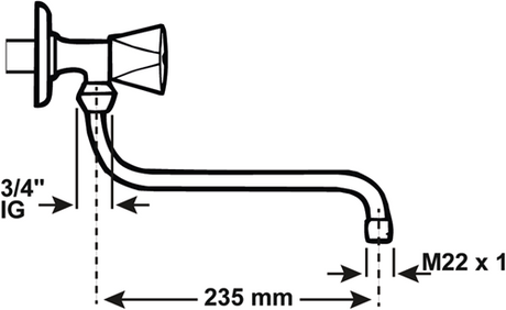 Bateria ścienna z obrotową wylewką Cornat, kształt S, 250 mm - tec3510021