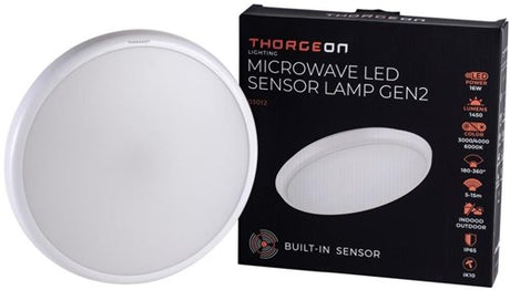Enzo Thorgeon lampa sufitowa led 265mm biała 16w tri-biała ip65 + czujnik - 5017775