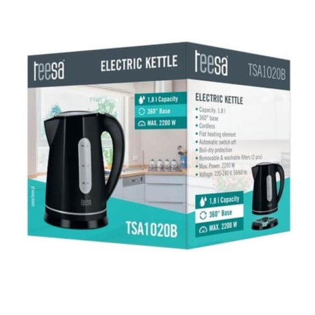 Czajnik elektryczny Teesa, bezprzewodowy i cichy, 1,8l czarny