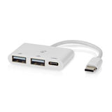 Koncentrator Nedis USB C do C + A - 3 porty