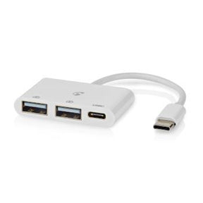 Koncentrator Nedis USB C do C + A - 3 porty