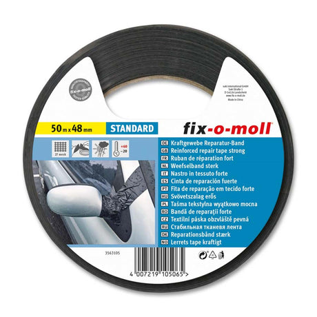 Fix-o-moll univ.powerband 50m Czarna taśma naprawcza o szerokości 48mm, opaska materiałowa