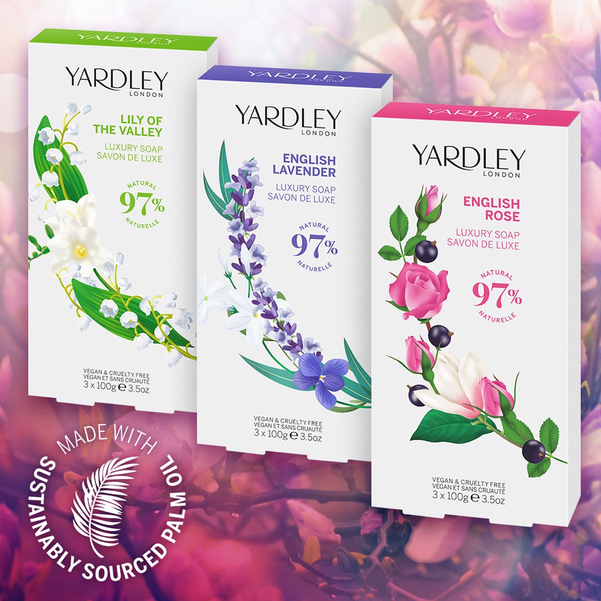 Yardley London Mydło z konwalią 3x100gr.