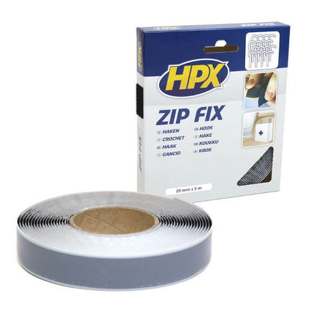 Baten firmy handlowej HPX zip fix na rzep (pętelka) - czarny 20mm x 5m