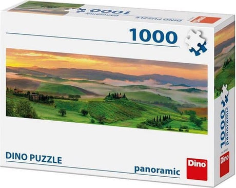 Puzzle Dinotoys Dino - panorama wschodu słońca w Toskanii - 1000 elementów