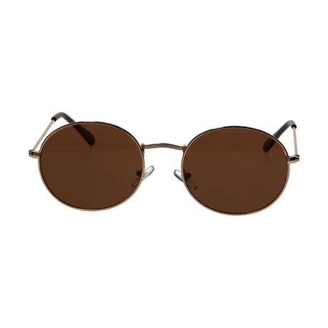 Okulary przeciwsłoneczne Spectrum, płaskie, owalne, złote, metalowe, brązowe, unisex