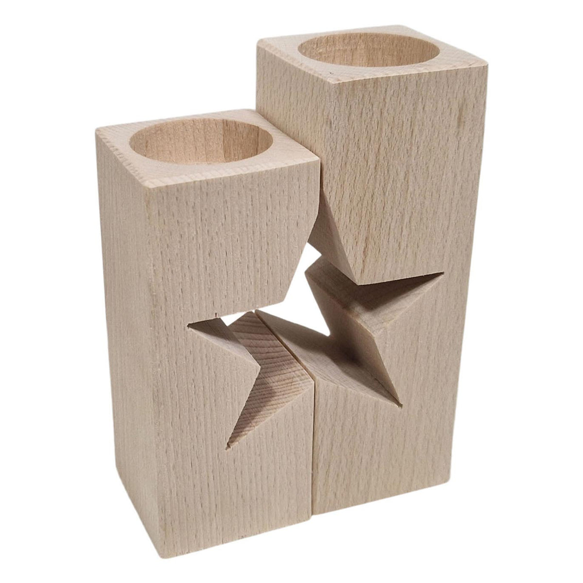 Playwood Waxinelicht Holder Star Motyf Beukenhout, 2dlg.