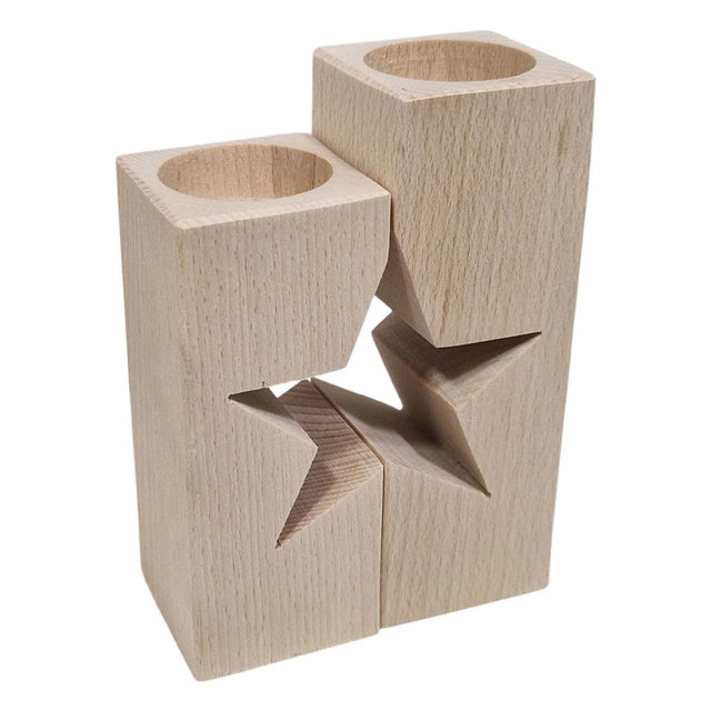 Playwood Waxinelicht Holder Star Motyf Beukenhout, 2dlg.