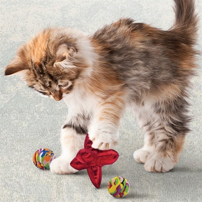 Kong Cat Active Jacks Stuiterbal Multipack z kocimiętowym czerwonym