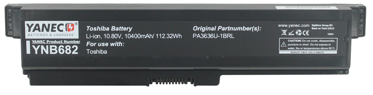 Bateria laptopa Yanec rozszerzyła się 10400 mAh